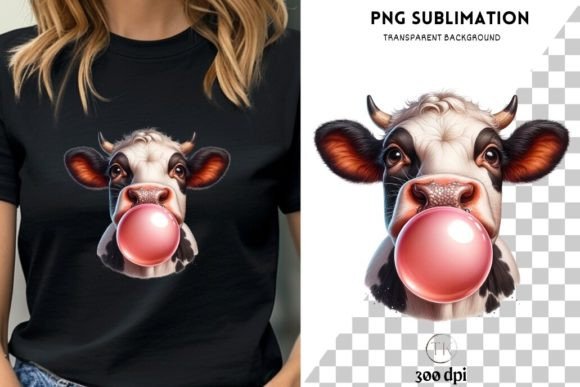 Cow Bubble Gum Art: Transparent PNG Graphic Illustrations By Tanya Kart