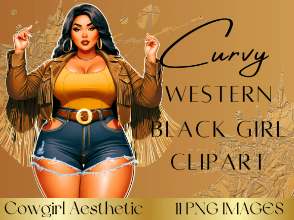 Curvy Black Cowgirls Clipart Sublimation Graphic AI Transparent PNGs By Lameeca Jennings