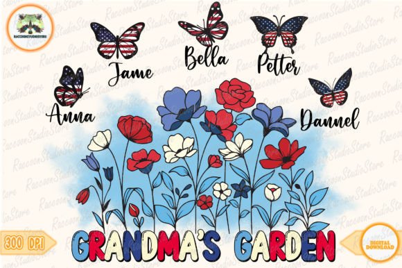 Custom 4th of July Grandma's Garden Png Graphic Crafts By RaccoonStudioStore