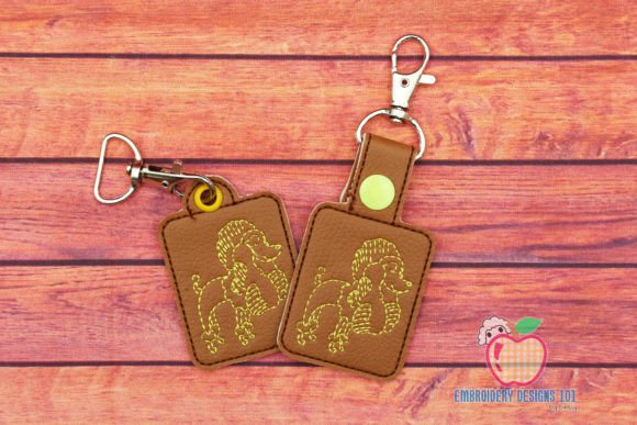 Cute Fluffy Poodle ITH Key Fob Pattern Dogs Embroidery Design By embroiderydesigns101