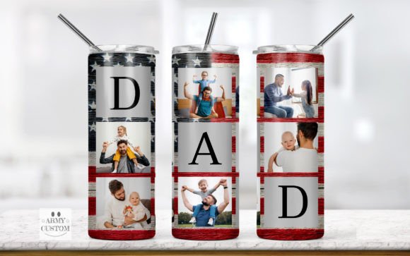Dad Photo Frame 20oz Sublimation Tumbler Graphic Patterns By Army Custom