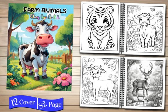 Farm Animals Coloring Pages for Books Graphic Coloring Pages & Books By Vintage
