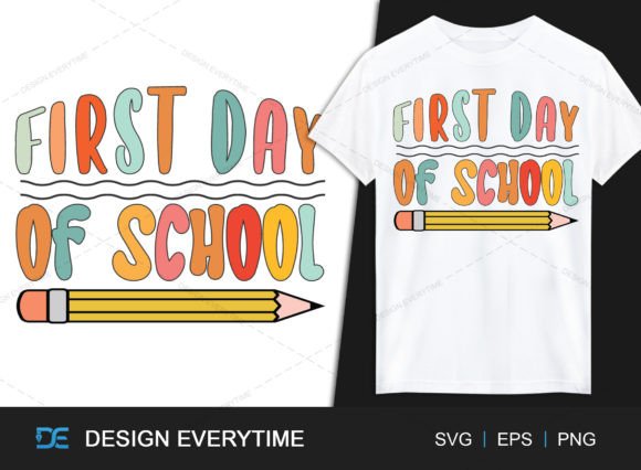 First Day of School Typography SVG Afbeelding T-shirt Designs Door DesignEverytime