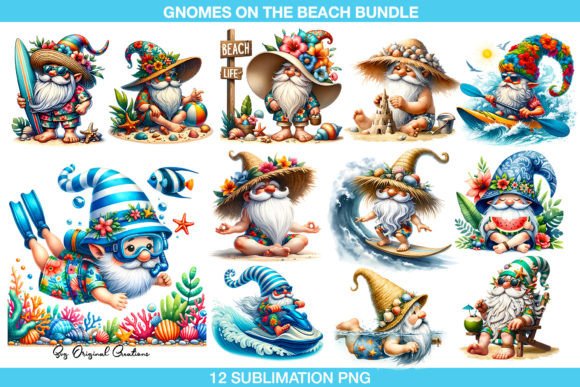 Gnomes on the Beach PNG Bundle Illustration Graphiques AI Par SVGoriginalcreations