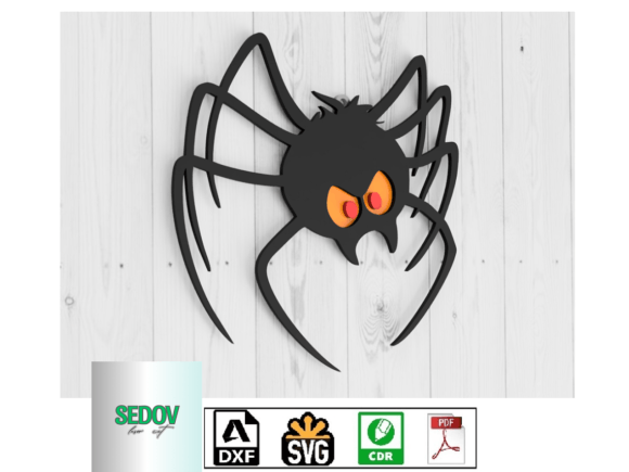 Laser Cut Evil Spider Door Sign Graphic 3D Shapes By Sedov Laser Patterns