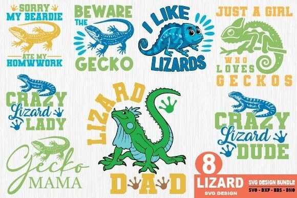 Lizard SVG Bundle, Gecko PNG Graphic Crafts By Designstore