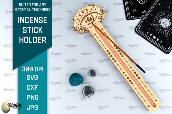 Mystical Incense Stick Holder Laser Cut Afbeelding 3D-SVG Door Digital Idea