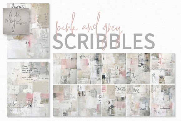 Pink and Grey Scribbles Graphic AI Illustrations By rileybgraphics