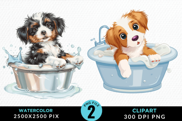 Playful Animals in Bubble Baths Clipart Grafik Druckbare Illustrationen Von Regulrcrative