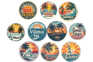 Retro Summer & Beach Clipart Sublimation Graphic Illustrations By Markicha Art 3