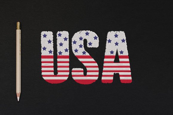 USA Text Flag Independence Day Embroidery Design By wick john