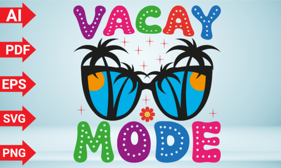 Vacay Mode Summer Vacation Varsity Graphic T-shirt Designs By Merch Creative