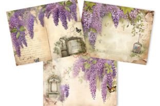 Vintage Grunge Wisteria Journal Paper Graphic Backgrounds By busydaydesign 4