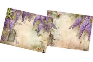 Vintage Grunge Wisteria Journal Paper Graphic Backgrounds By busydaydesign 6