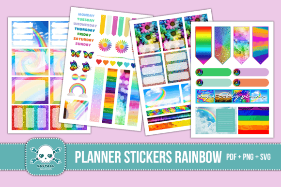 Weekly Planner Rainbow Stickers Grafik Plotterdateien Von Sasyall Graphics