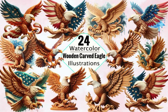 Wooden Carved Eagle Sublimation PNG Grafika Ilustracje do Druku Przez SVGArt