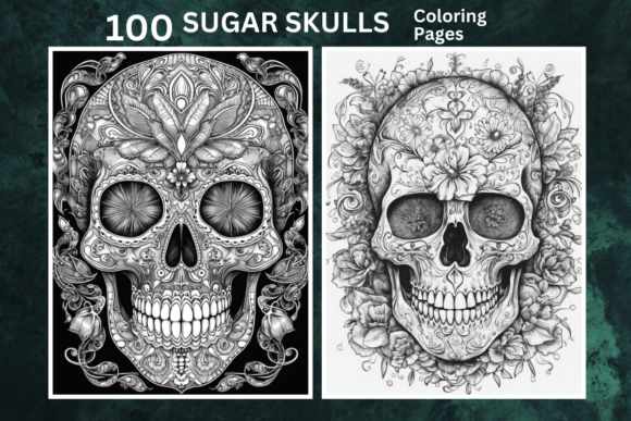 100 Sugarskulls Coloring Pages for Kids Graphic Coloring Pages & Books Kids By ColorMeHappy