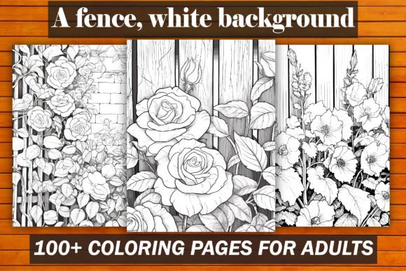 A Fence, White Background Coloring Book Graphic Coloring Pages & Books Adults By C - F - D