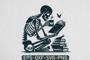 A Skeleton Reading Book Svg, Book Lover Illustration Artisanat Par uzzalroyy9706 1