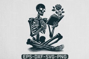 A Skeleton Reading Book Svg, Book Lover Graphic Crafts By uzzalroyy9706 1