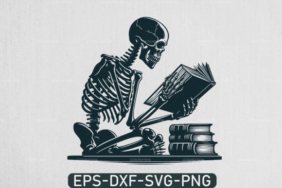 A Skeleton Reading Book Svg, Book Lover Graphic Crafts By uzzalroyy9706