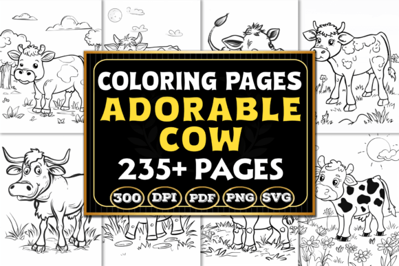 Adorable Cow Coloring Pages Graphic Coloring Pages & Books Kids By Geniousify