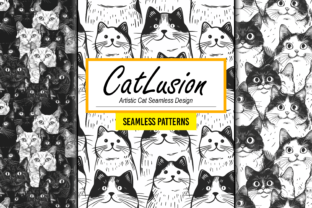 Artistic Cat Seamless Pattern Design Art Graphic Patterns By Canvas Elegance 1