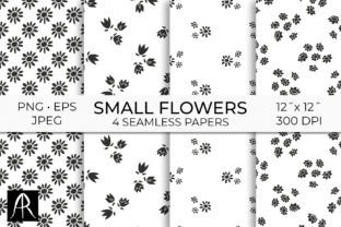 Black & White Ditsy Wild Flowers Pattern Graphic Patterns By neauth 1