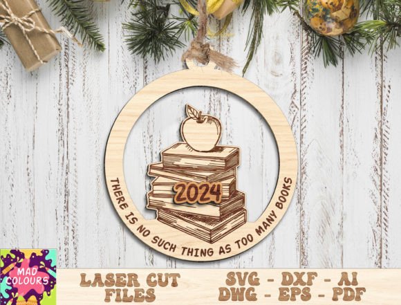 Book Stack Christmas Ornament Svg Graphic 3D SVG By Mad Colours