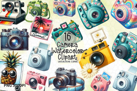 Camera Watercolor Clipart PNG Graphics Graphic Illustrations By LQ Design