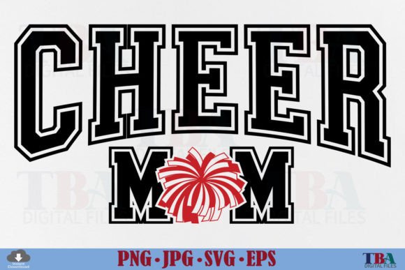 Cheer Mom SVG, Cheerleading Mama PNG Illustration Designs de T-shirts Par TBA Digital Files