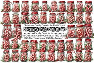 Christmas Candy Cane in Jar Sublimation Illustration Modèles d'Impression Par PrintExpert 1