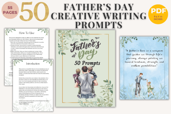 Creative Writing Prompts for Fathers Day Graphic KDP Interiors By Nora as