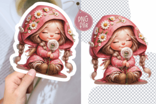Cute Gnome Dandelion Clipart Afbeelding AI Illustraties Door VeloonaP 2