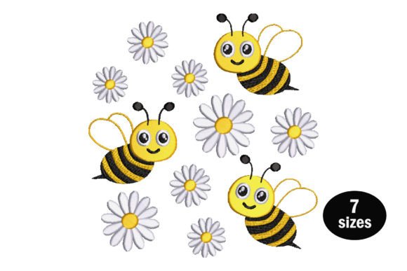 Daisy Bees Bugs & Insects Embroidery Design By Emvect