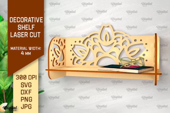 Decorative Flower Wall Shelf Laser Cut Graphic 3D SVG By Digital Idea