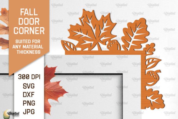 Fall Wooden Door Corner Laser Cut Graphic 3D SVG By Digital Idea