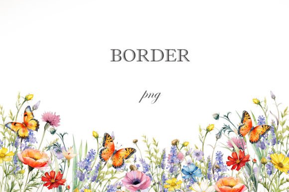 Flowers and Butterflies Border Graphic Illustrations By lesyaskripak.art