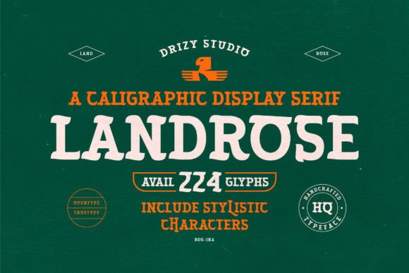 Landrose Fontes Serif Fonte Por Drizy Studio
