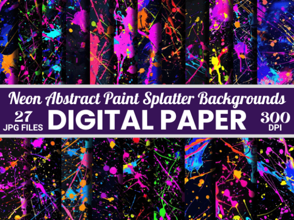 Neon Abstract Paint Splatter Backgrounds Gráfico Planos de Fundo Por Creative River