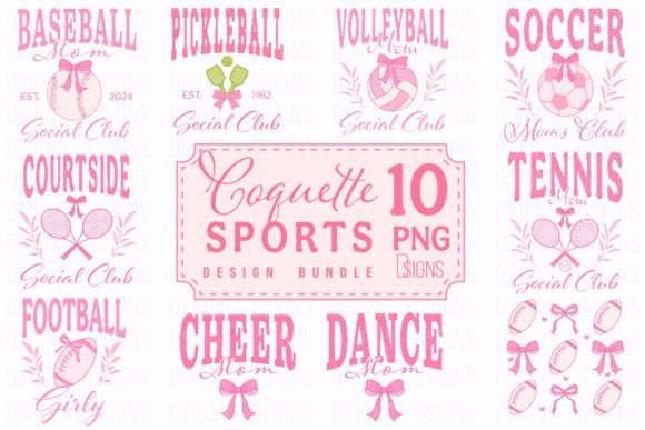 Pink Coquette Sports Bundle Sublimation Graphic T-shirt Designs By DSIGNS