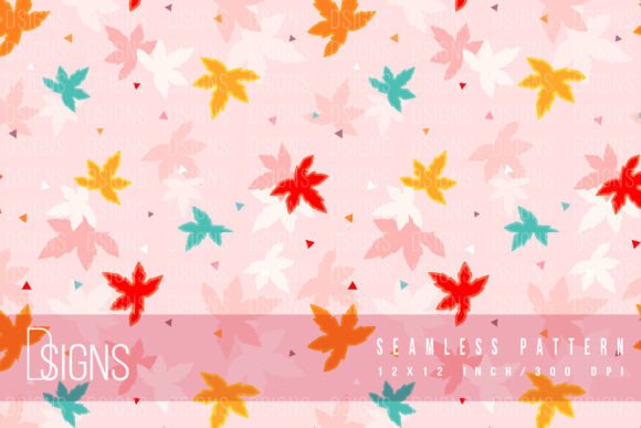 Pink Fall Autumn Leaves Seamless Pattern Gráfico Patrones de Papel Por DSIGNS