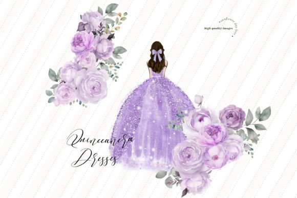 Purple Lilac Princess Clipart Graphic Illustrations By SunflowerLove