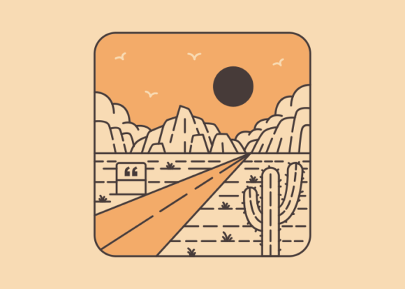 Road to the West Crosses the Desert Graphic Illustrations By vektorkita