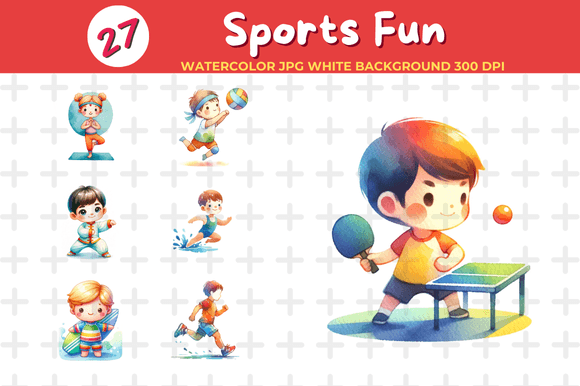 Sports Fun Watercolor JPG Illustration Illustrations AI Par Picmaster Studio
