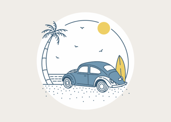 Summer Holiday Combi Van Trip Graphic Illustrations By vektorkita
