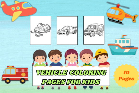 Vehicle Coloring Pages for Kids Gráfico Páginas y libros de colorear para niños Por Creative Dream