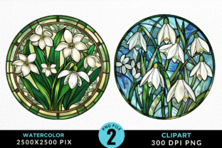 Watercolor Snowdrop Stained Glass Clipar Illustration Illustrations Imprimables Par Regulrcrative