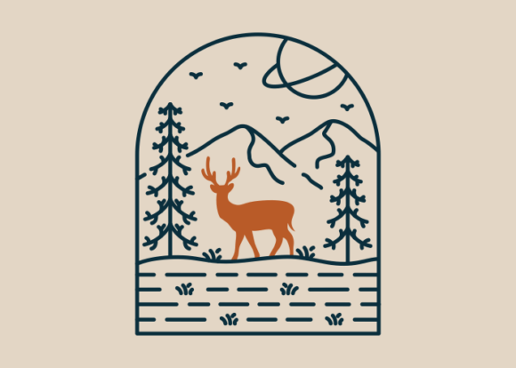 Wild Deer in National Park Graphic Illustrations By vektorkita