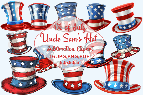 4th of July Uncle Sam's Hat Sublimation Illustration Illustrations Imprimables Par tshirtado